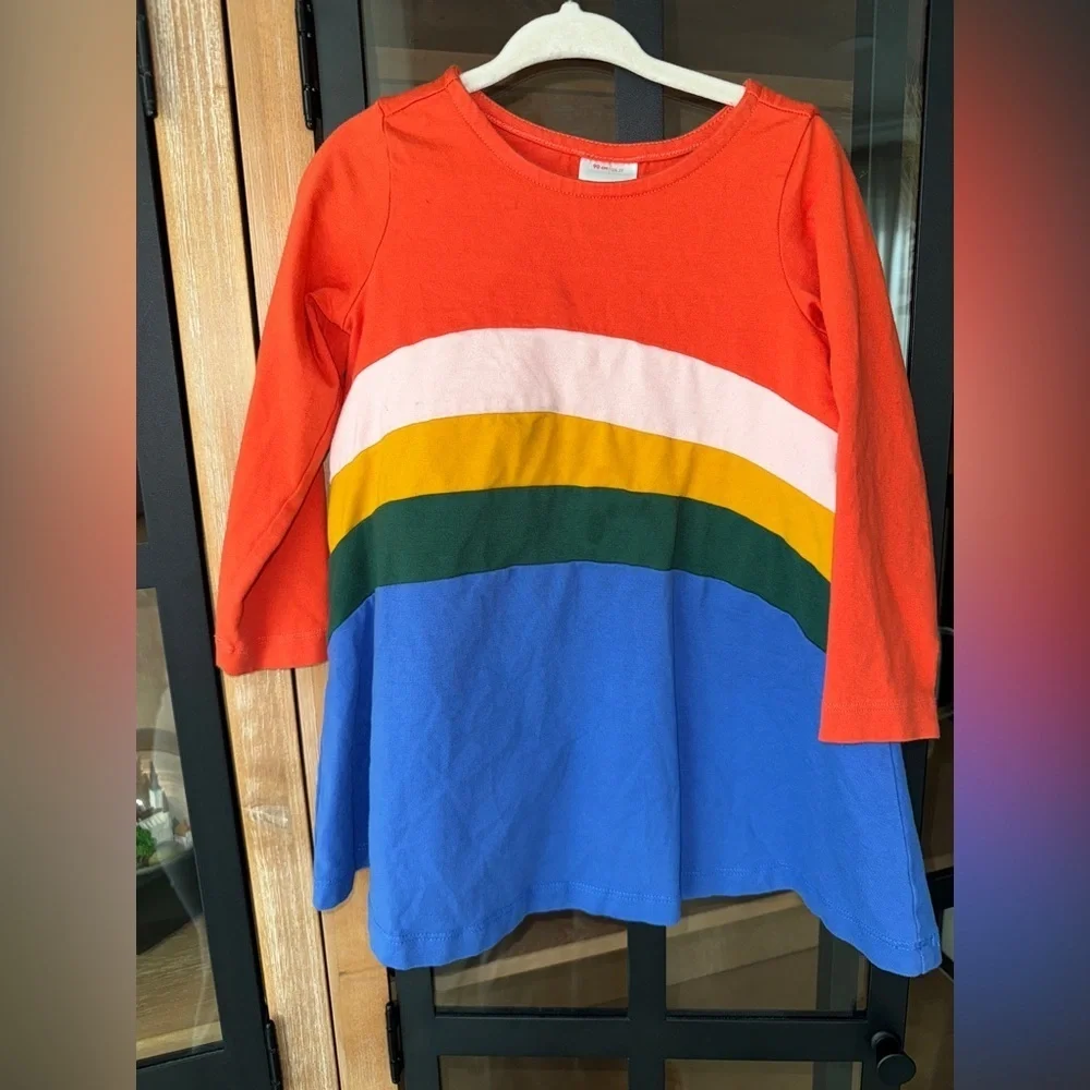 Hanna Andersson long sleeve colorblock swing dress toddler girl colorful striped